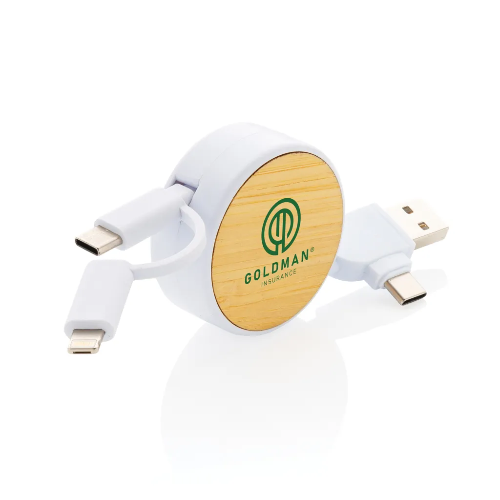 Ontario ausziehb. 4-in-1 Kabel aus RCS recyceltem Kunststoff, weiß – Bild 6