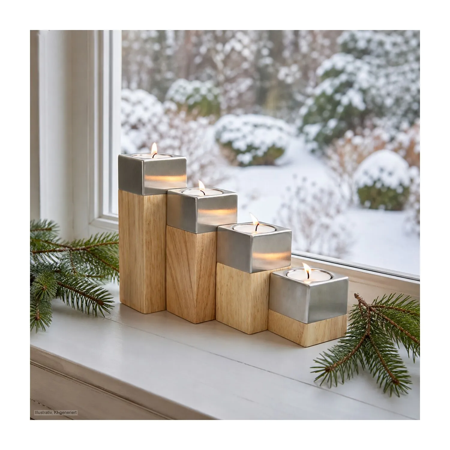 ROMINOX® 4er Teelicht-Set // Luce, braun – Bild 7