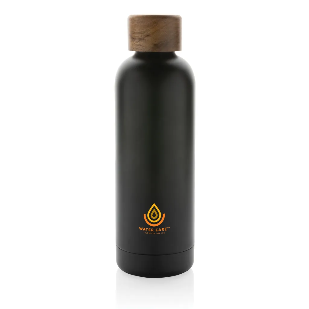 Wood Vakuumflasche aus RCS recyceltem Stainless-Steel, schwarz – Bild 4