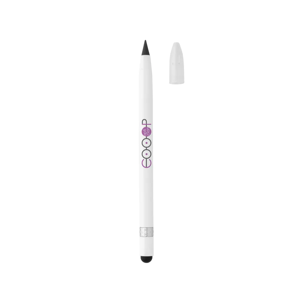 Tintenloser Stift aus Aluminium mit Radiergummi, weiß – Bild 3