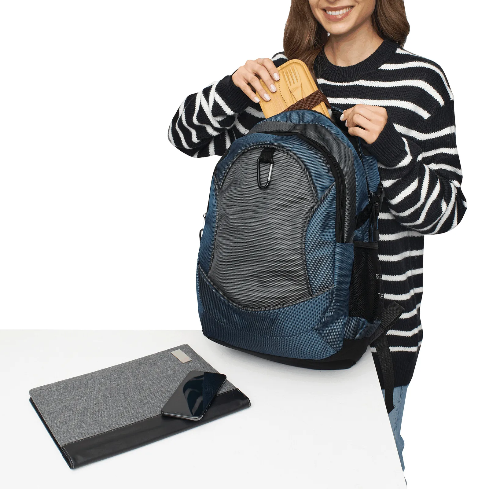 HIGH-CLASS - Rucksack, blau, grau – Bild 9