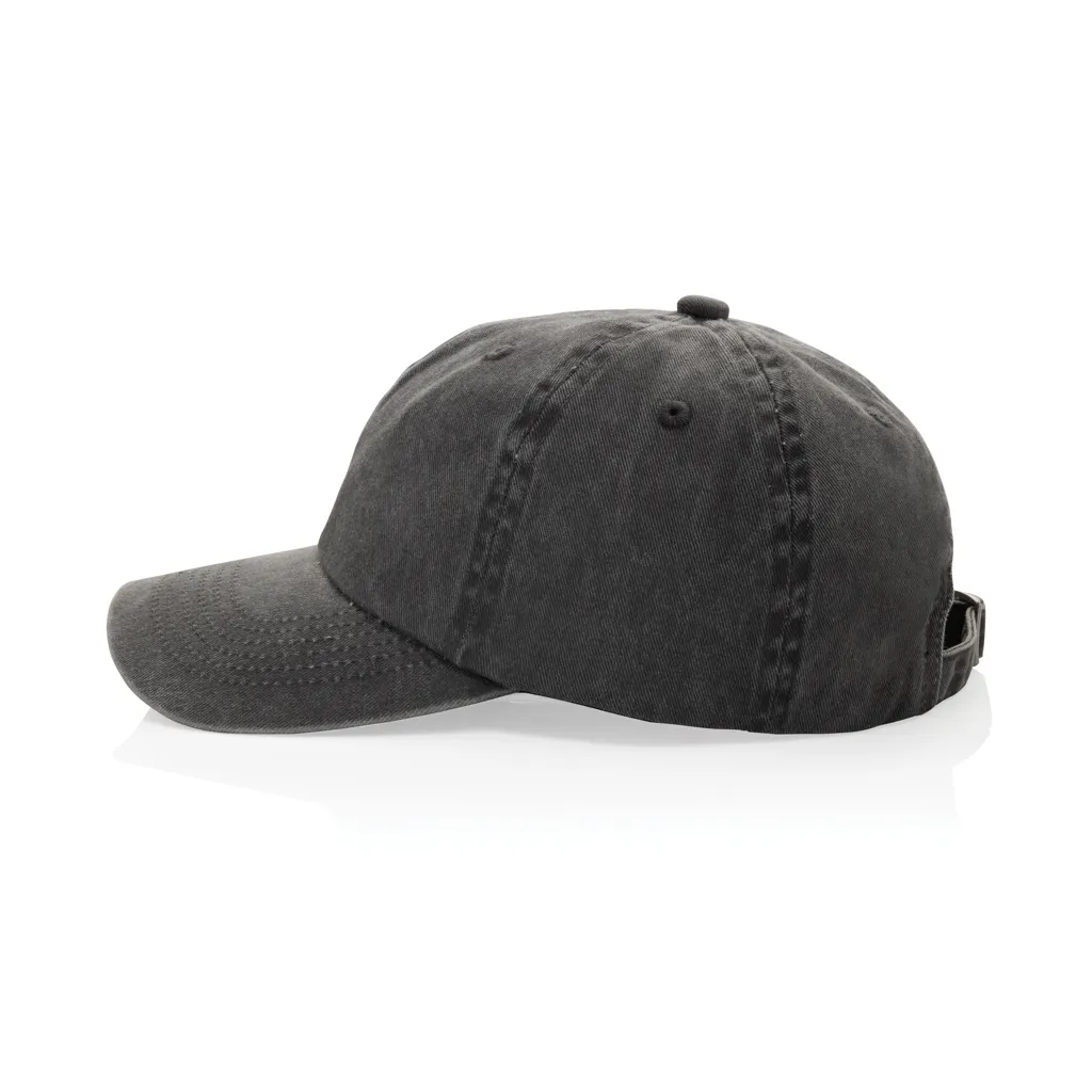 BEAU AWARE™ Washed 6-Panel Kappe aus 270gr/m² Baumwolltwill, schwarz – Bild 4