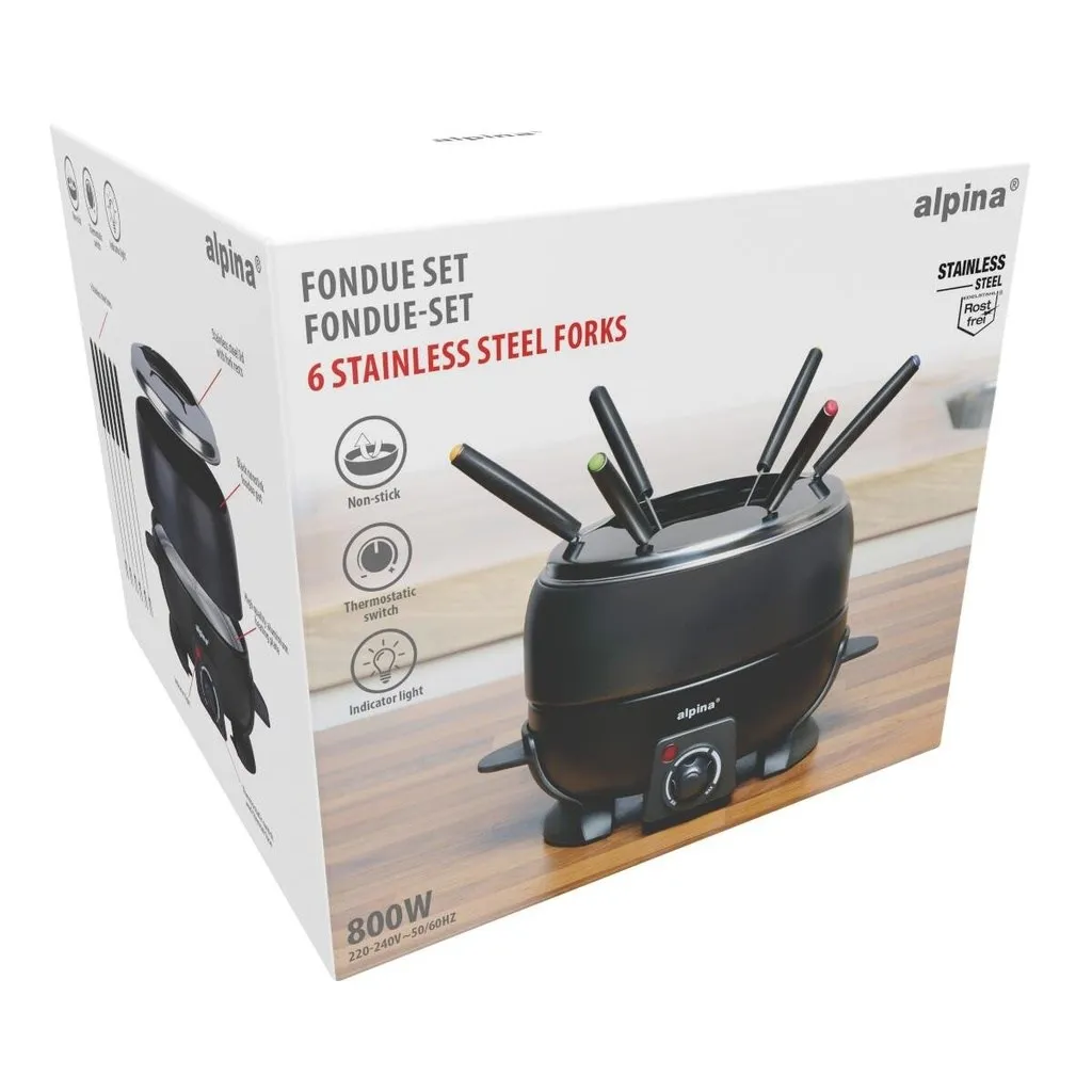 ALPINA Elektrisches Fondue-Set 800W 2.3L Schwarz, Schwarz – Bild 5