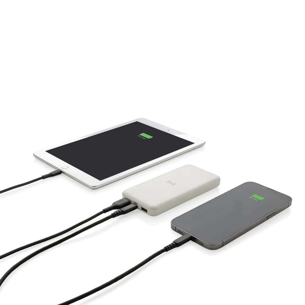 Wireless Powerbank aus RCS Standard recyceltem Kunststoff, weiß – Bild 2