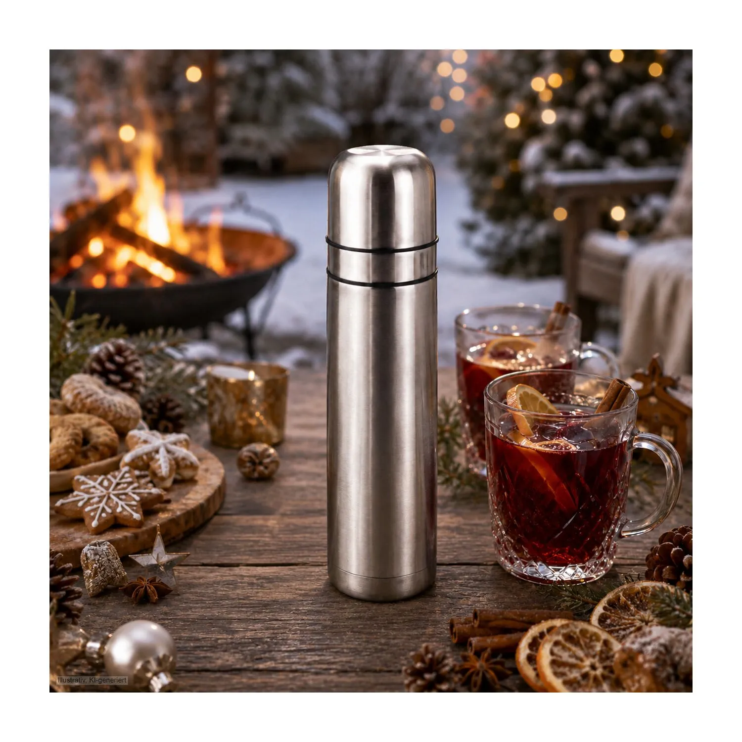 ROMINOX® Isolierkanne // Cup in Cup - mit 2 Deckeln - Silber, silber – Bild 5