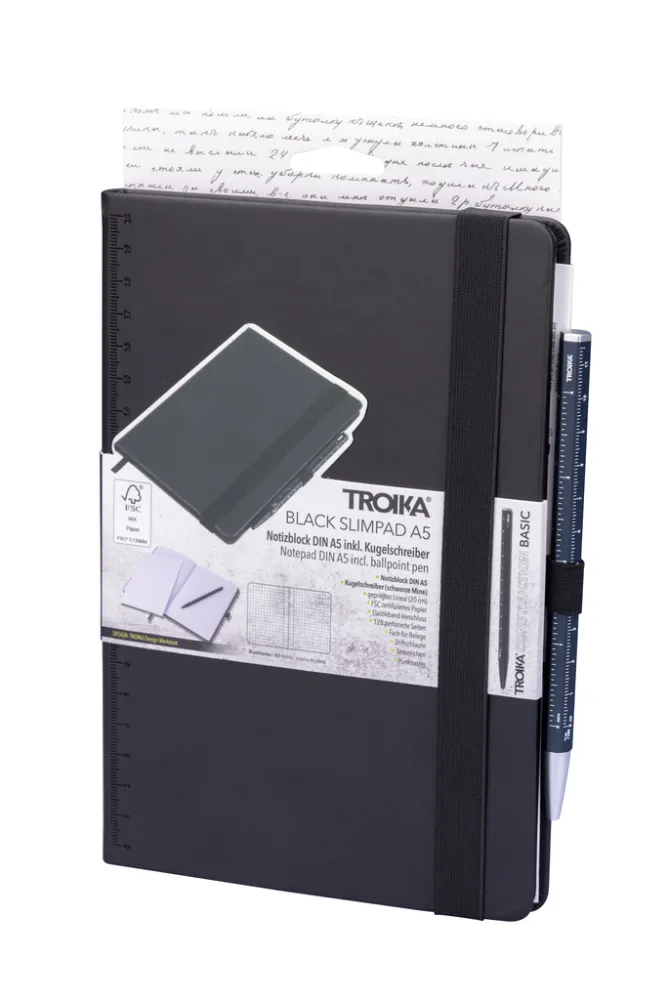 Notizblock BLACK SLIMPAD A5 schwarz, Stift dunkelblau, schwarz – Bild 8