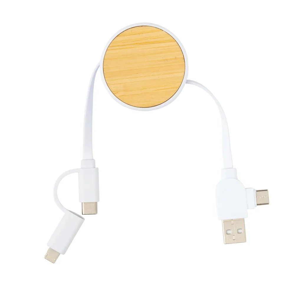 Ontario ausziehb. 4-in-1 Kabel aus RCS recyceltem Kunststoff, weiß – Bild 3