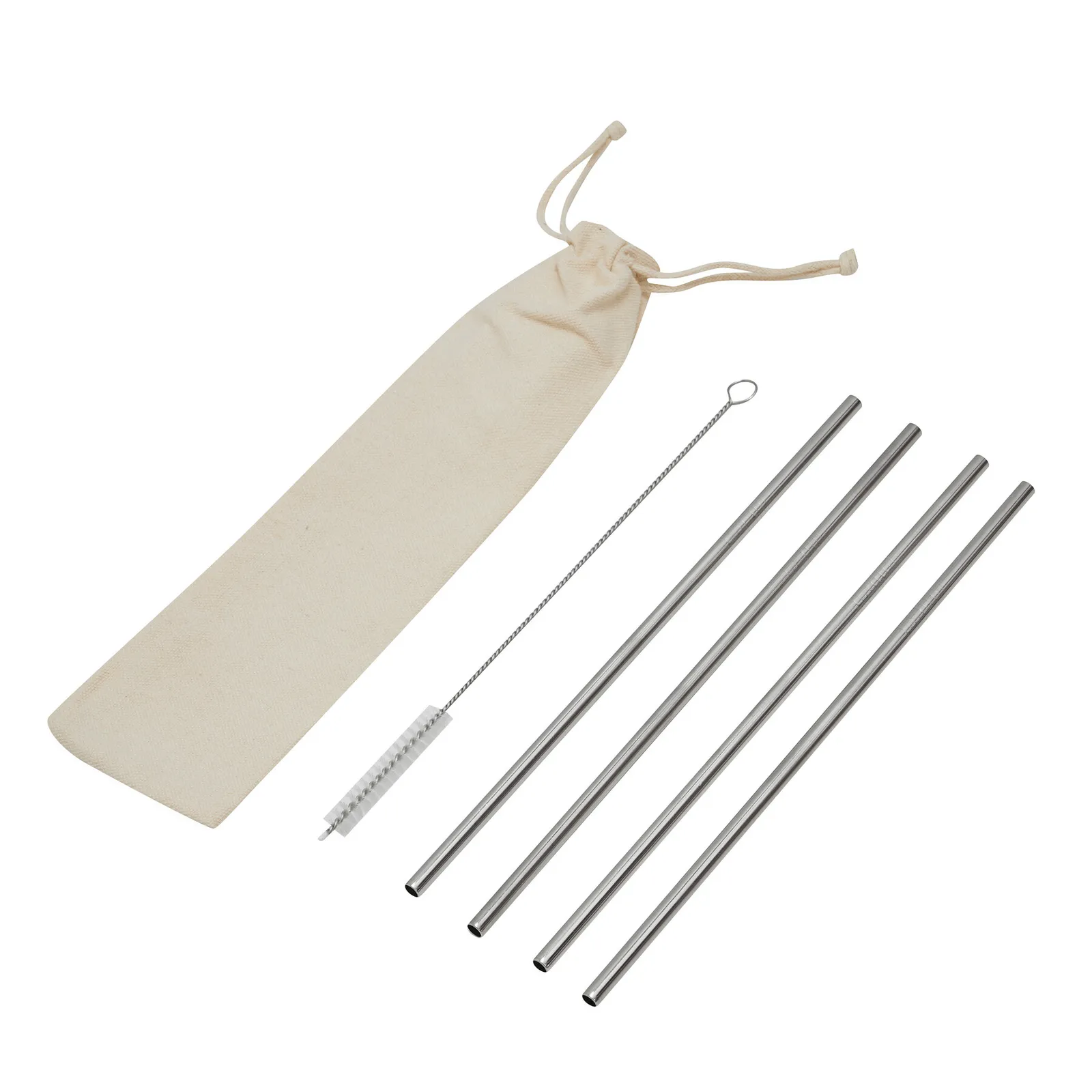 DRINK FRIENDLY - Edelstahl-Strohhalm-Set silber