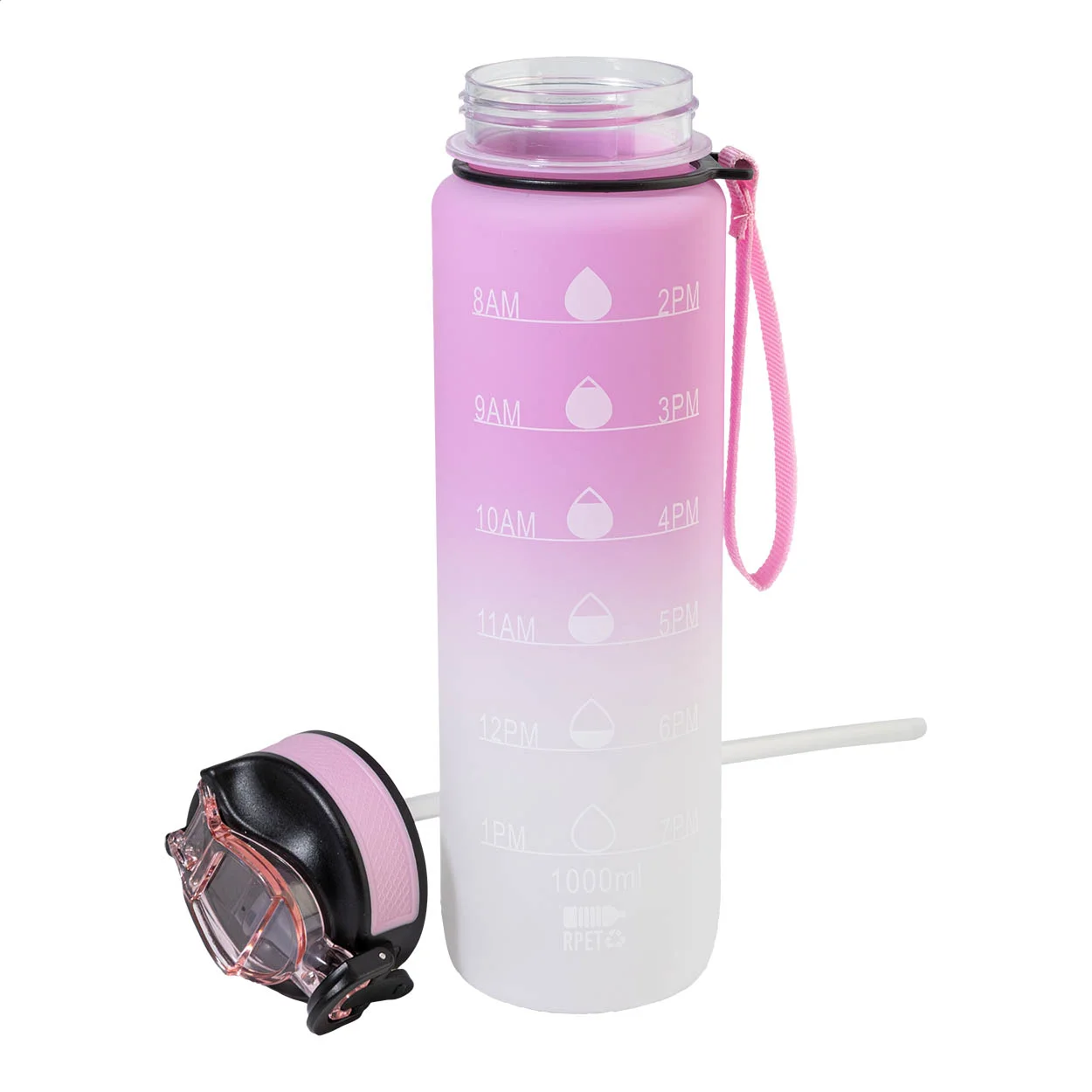 RPET Flasche mit Motivationsanzeige Sipgrade, rosa – Bild 3