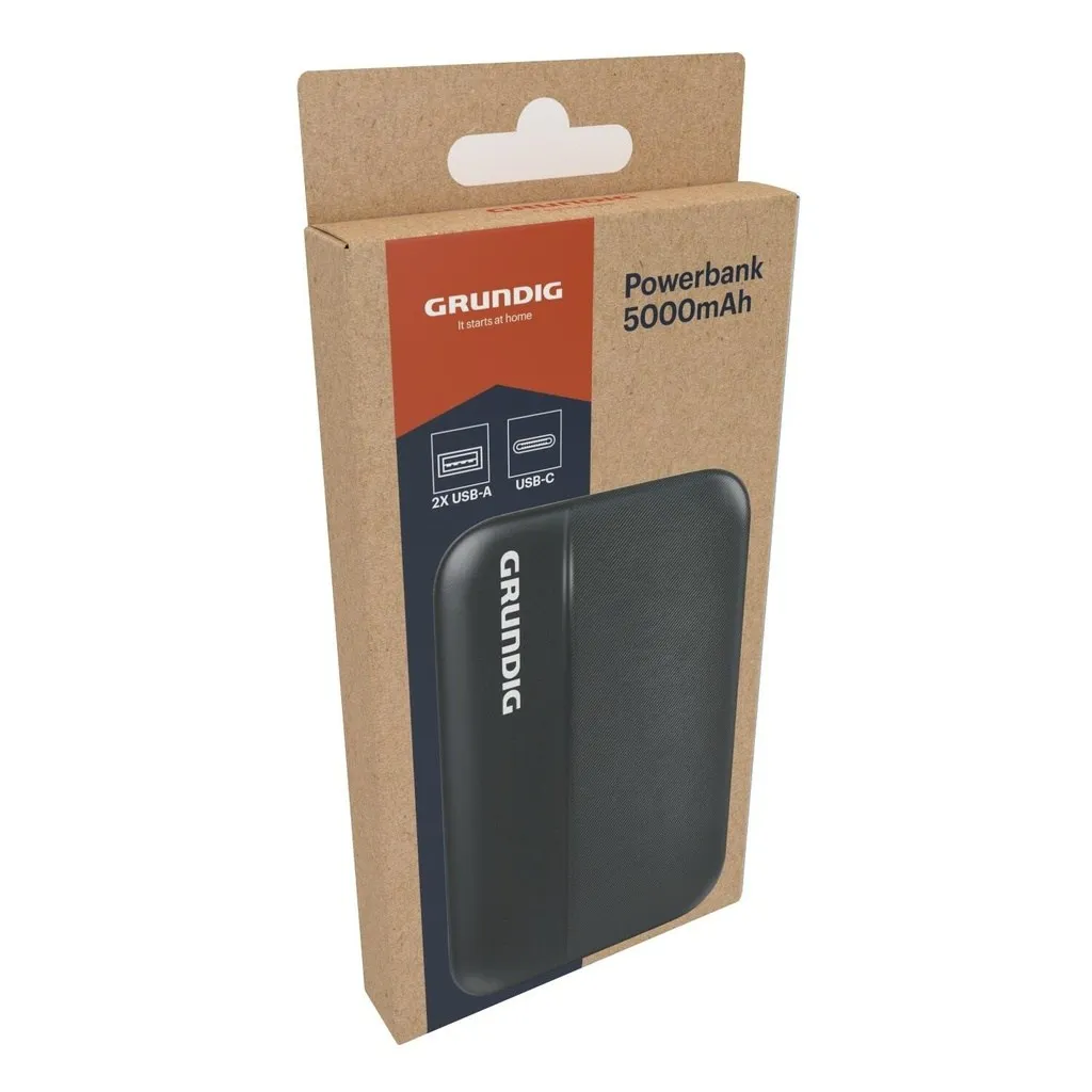 GRUNDIG Powerbank 5000mAh mit USB-A und USB-C, Schwarz – Bild 2