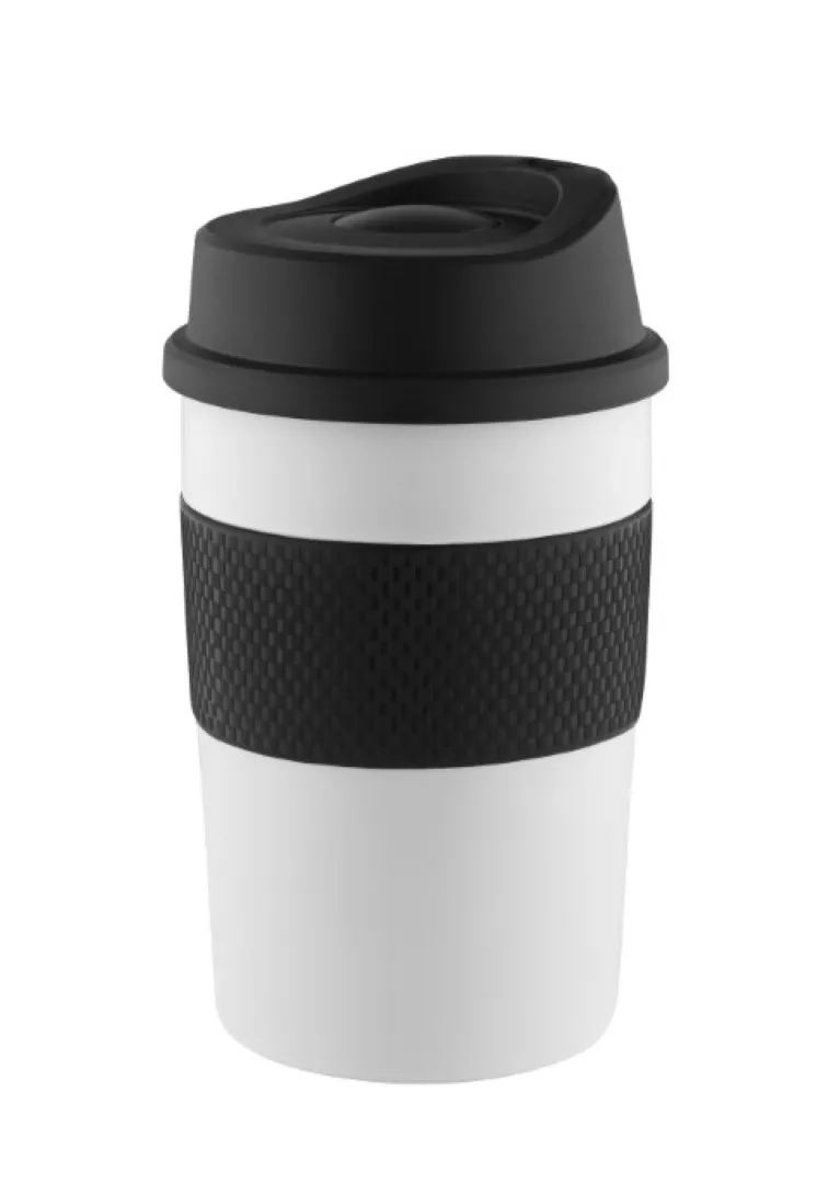 Thermobecher "CremaCoffeeHouse" weiß/Ring schwarz