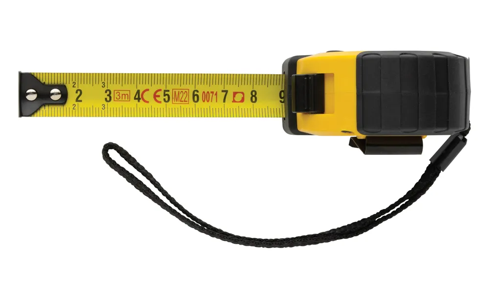 3m/16mm Maßband mit Stop-Taste aus RCS recycelt. Kunststoff, gelb – Bild 4