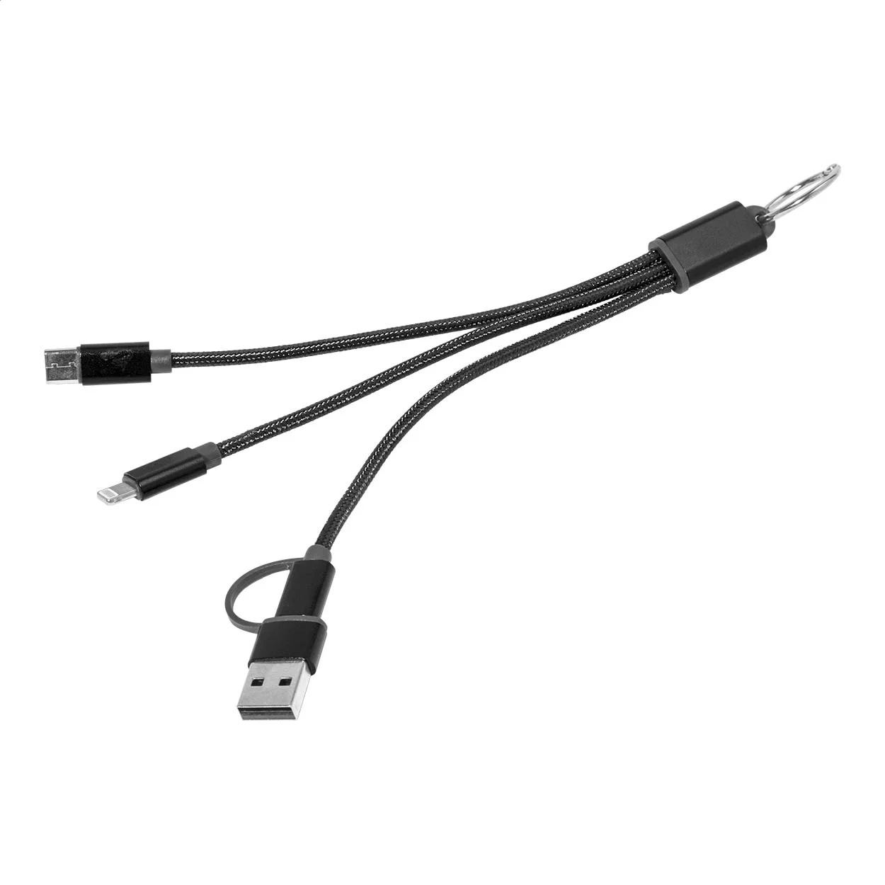 USB-Ladekabel Rafob mit Schlüsselanhänger, schwarz – Bild 3