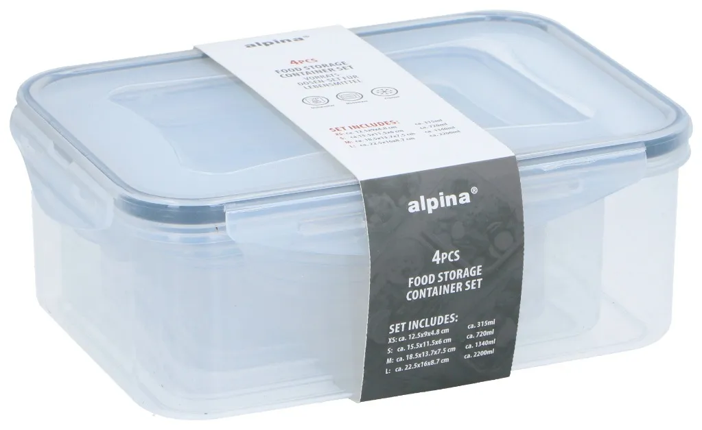 ALPINA Vorratsdosen-Set, 4-teilig, 18 × 9 cm, Transparent – Bild 3