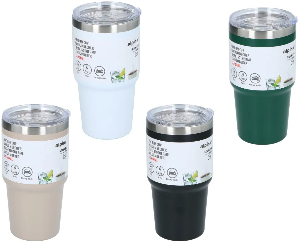 ALPINA Vakuum-Isolierbecher 600ml, Black/White/Beige/Green – Bild 5