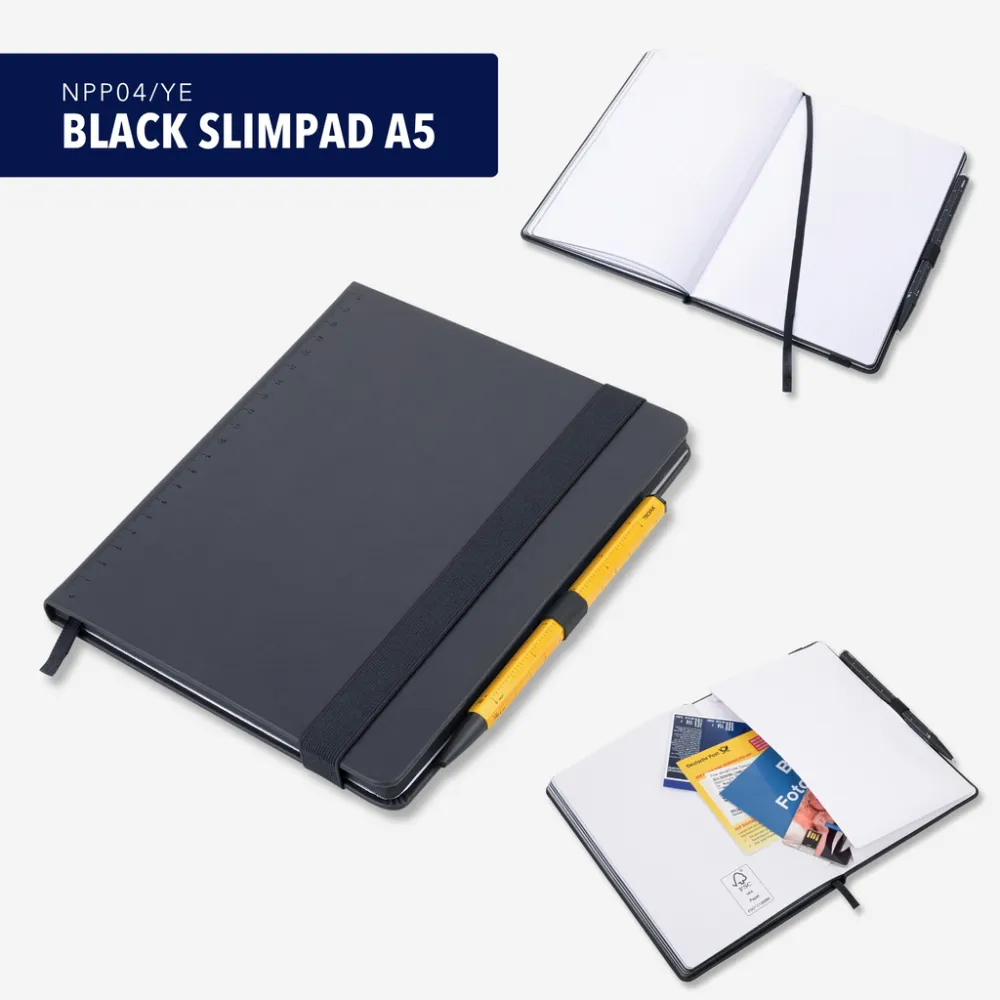 Notizblock BLACK SLIMPAD A5 schwarz, Stift gelb, schwarz – Bild 7