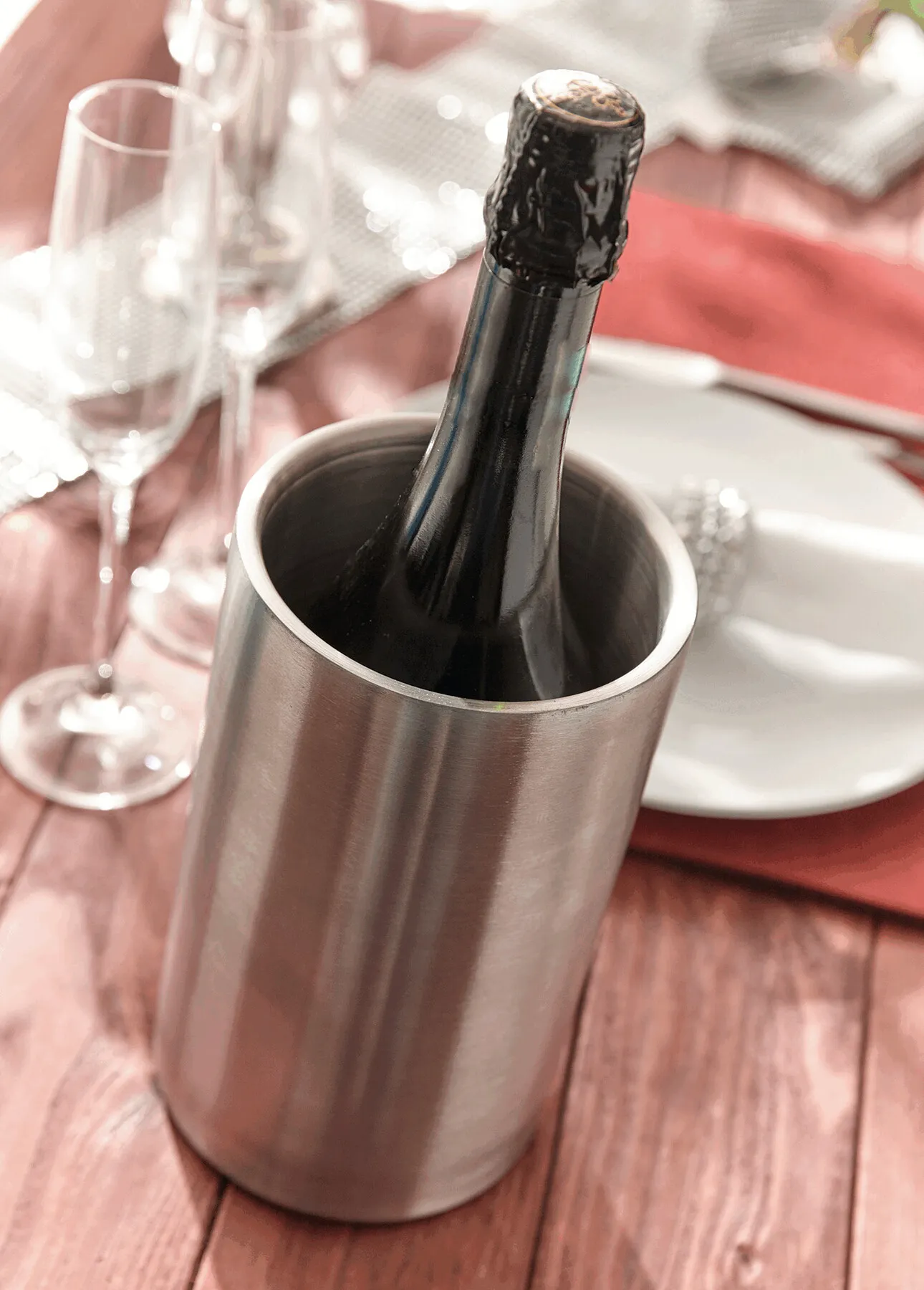 KEEP IT COOL - Doppelwandiger Flaschenkühler silber, silber – Bild 5
