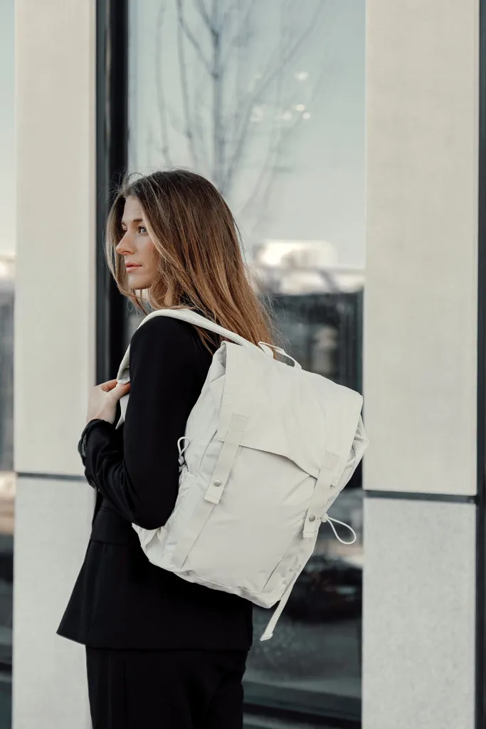 KENTO URBAN Everyday Rucksack aus RCS recyceltem Nylon, beige – Bild 8