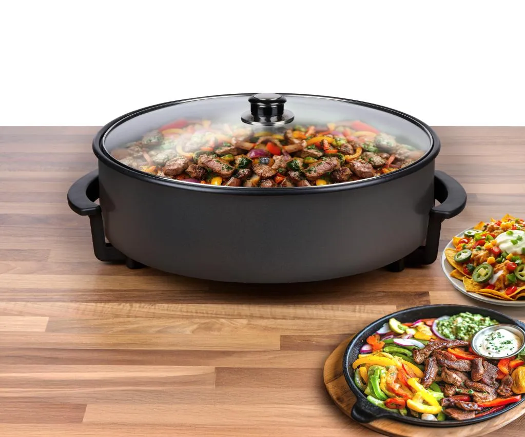 ALPINA Elektrische Partypfanne 1500W Ø42cm, Schwarz – Bild 2