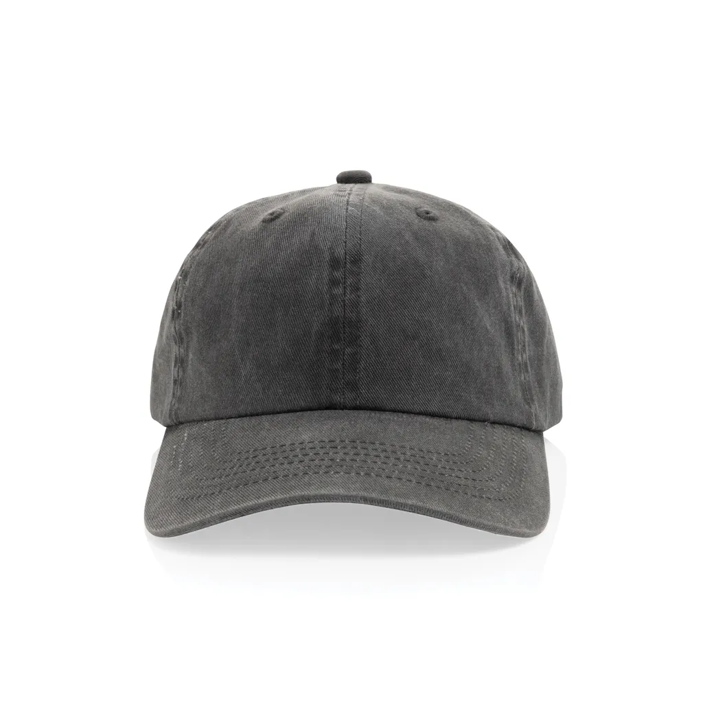 BEAU AWARE™ Washed 6-Panel Kappe aus 270gr/m² Baumwolltwill, schwarz – Bild 3