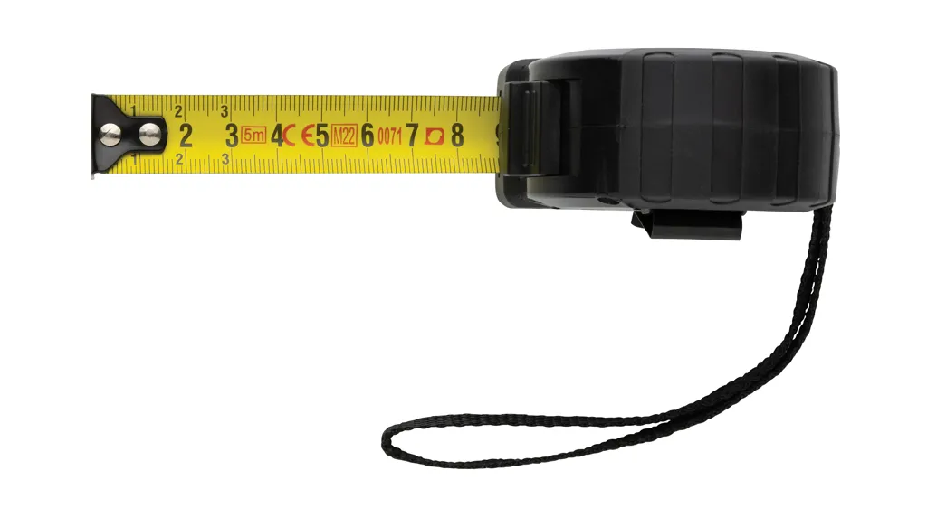 5m/19mm Maßband mit Stop-Taste aus RCS recycelt. Kunststoff, schwarz – Bild 3