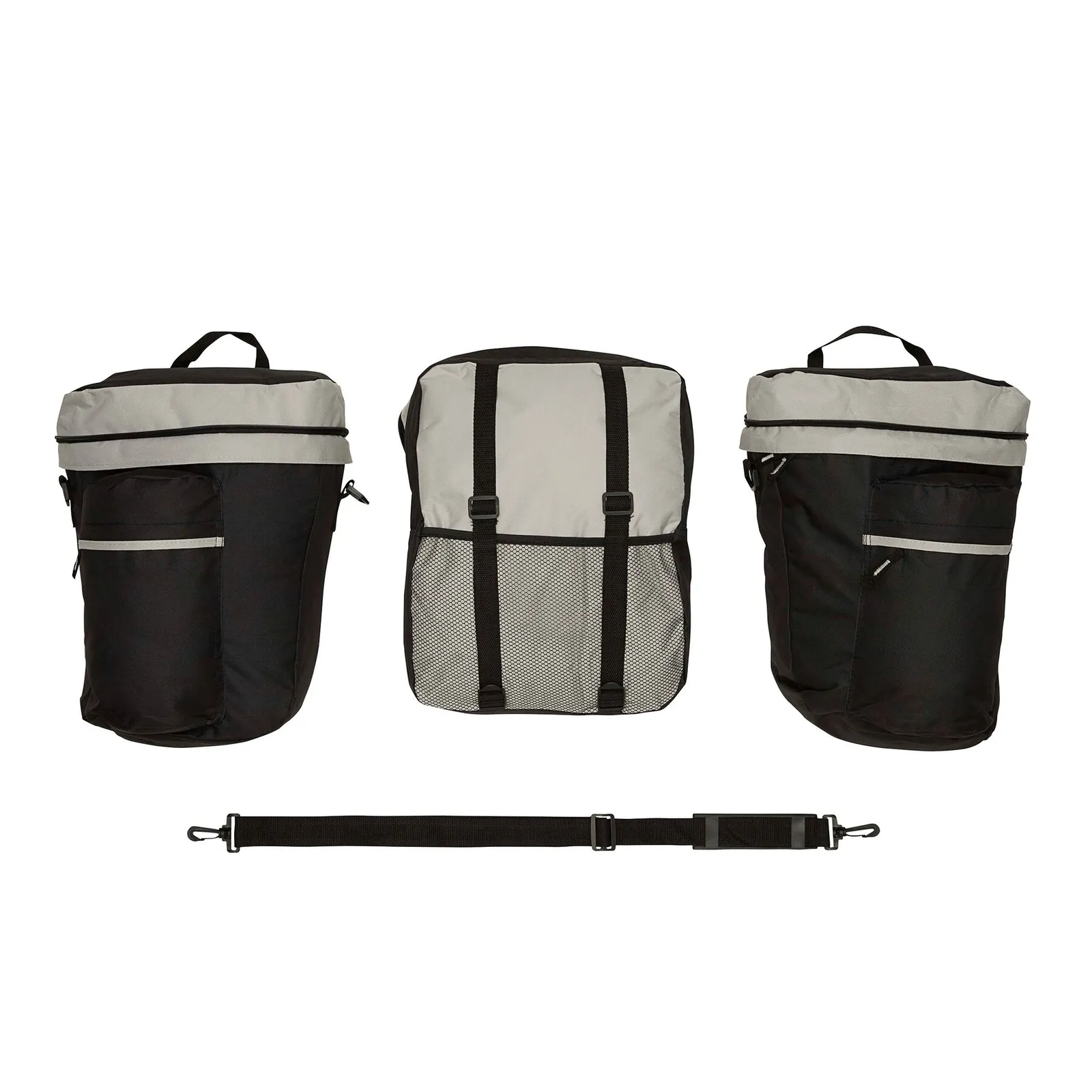 BIKE - Fahrrad-Packtaschenset 3-teilig grau, schwarz, grau, schwarz – Bild 6
