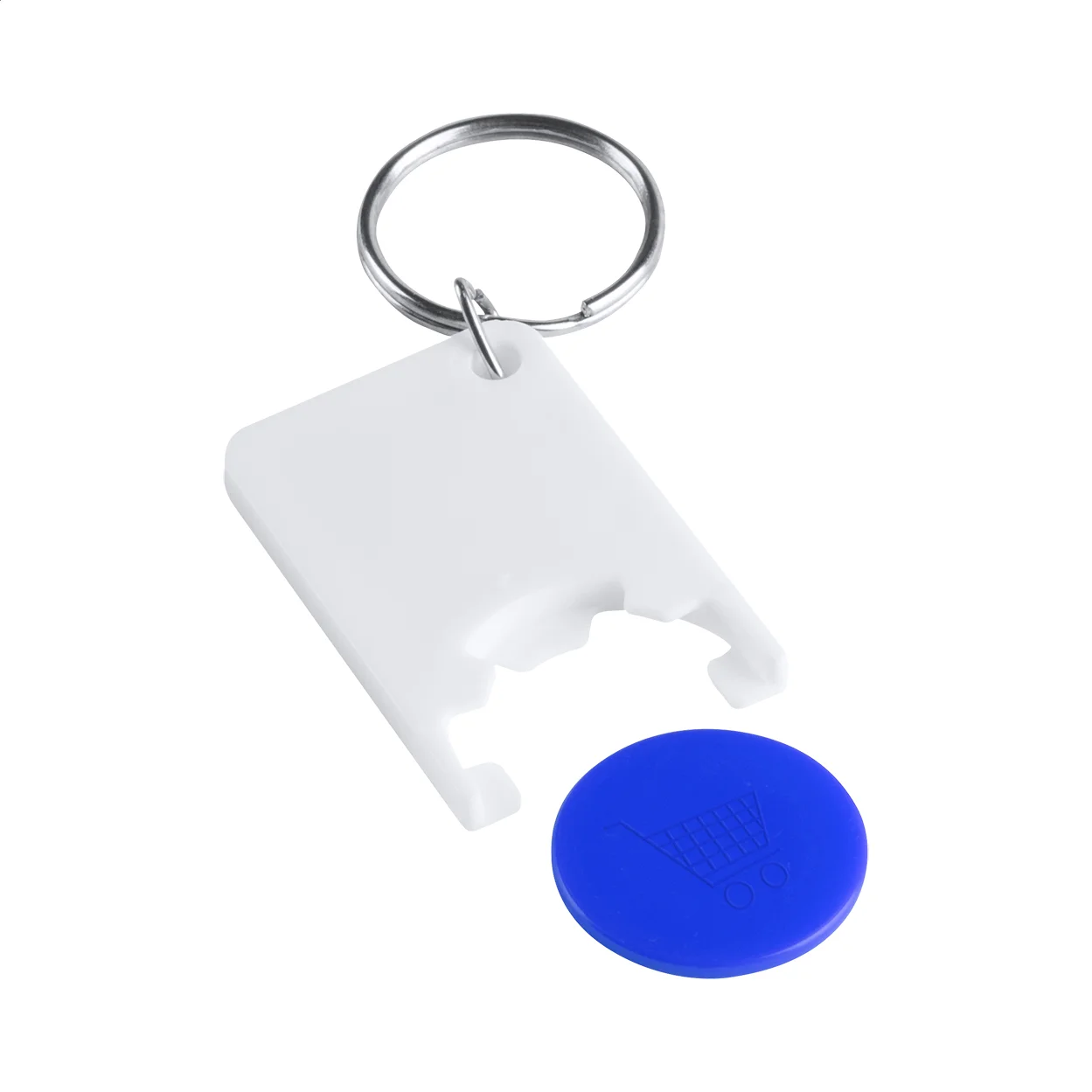 Schlüsselanhänger Trolex mit Einkaufswagenchip, blau, weiß – Bild 3