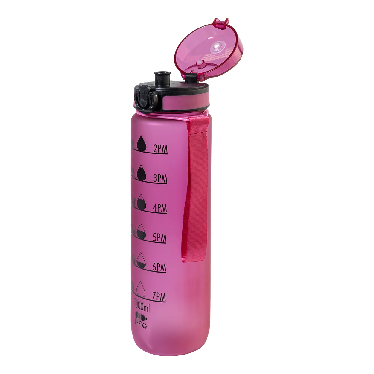 RPET Flasche mit Motivationsanzeige Sipcount, pink – Bild 2