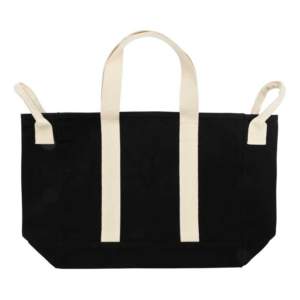 BEAU AWARE™ Strandtasche aus 400gr/m² recyceltem Canvas, schwarz – Bild 2