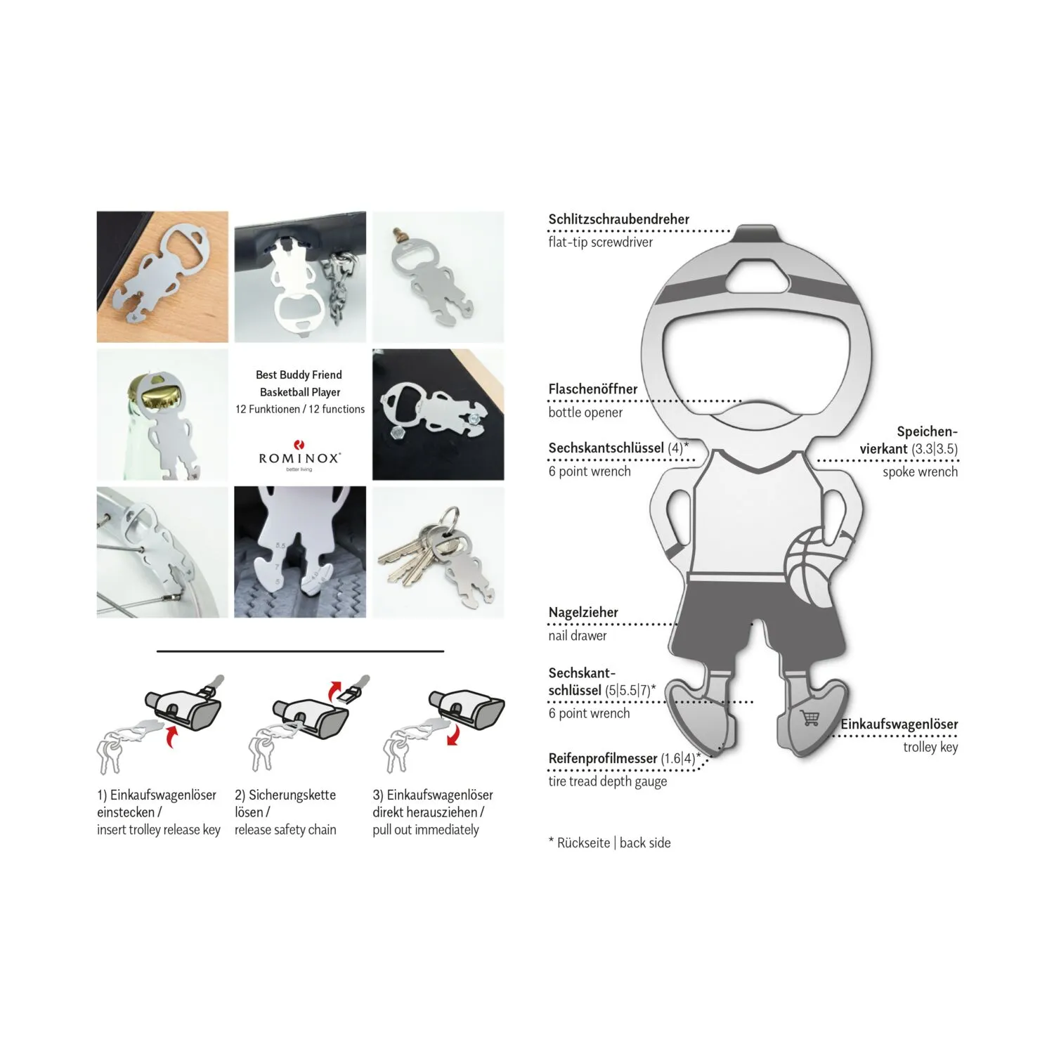 ROMINOX® Best Buddy Friend // Basketball Player, silber – Bild 3