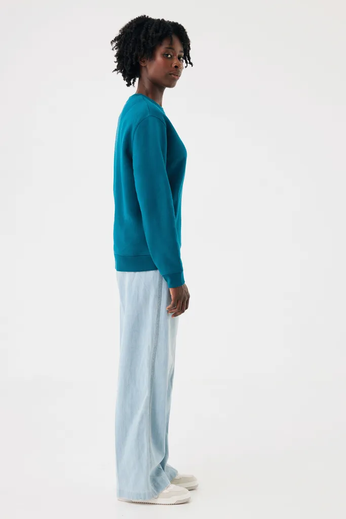 IQONIQ Torla Rundhals-Pullover aus recycelter Baumwolle, dark teal – Bild 6