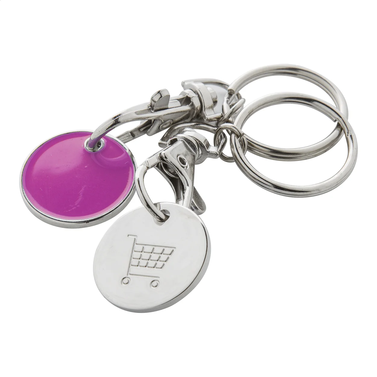 Schlüsselanhänger Eurocoin mit Einkaufswagen-Chip, pink – Bild 3
