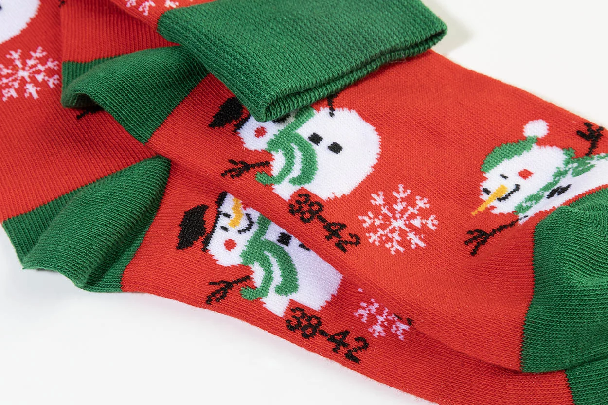 Weihnachtssocken Julsokka, Schneemann, rot, grün – Bild 2