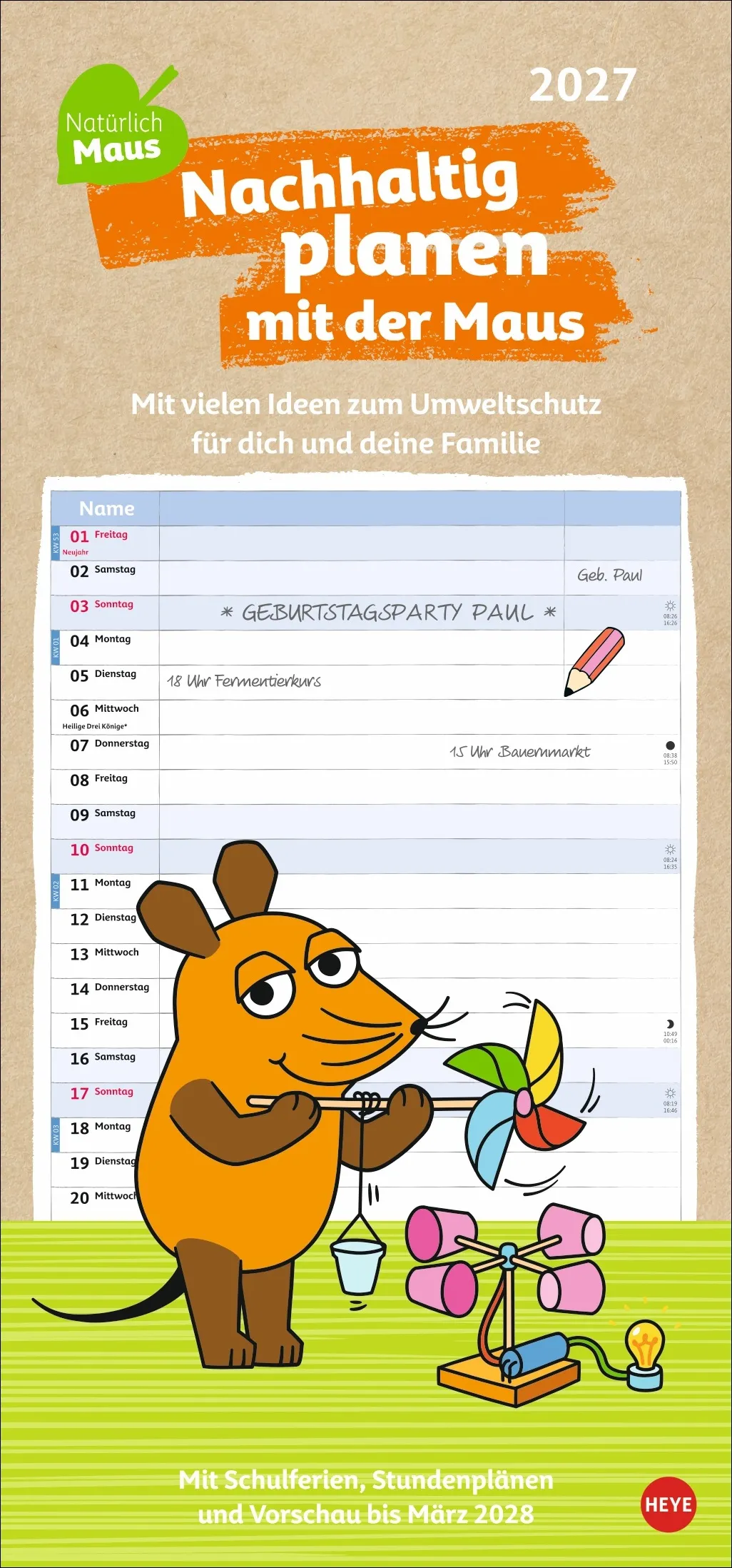 Nachhaltig Planen mit der Maus Wandkalender 2027