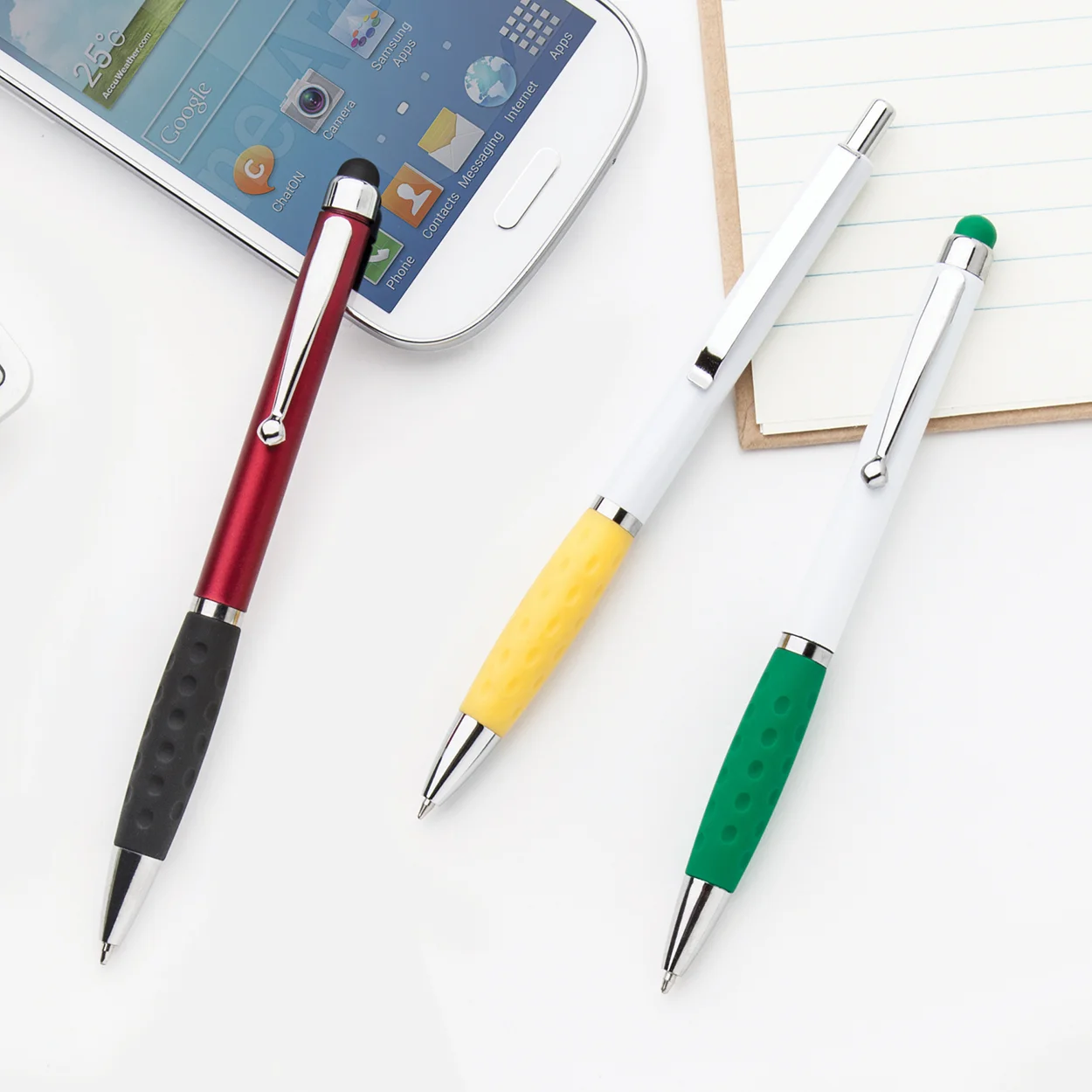 Touchpen Stilos mit Kugelschreiber, rot – Bild 2