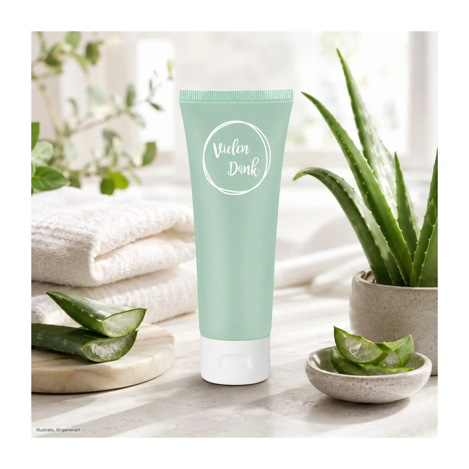 Pflegetube Vielen Dank - 75 ml Hand- & Nagelcreme ALOE VERA SENSITIV, Minze – Bild 2