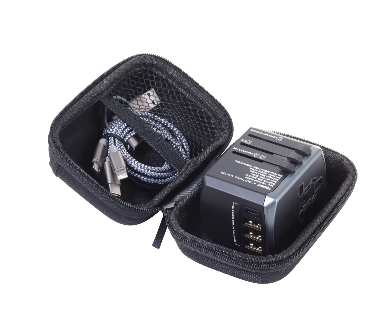 Reiseadapter-Set TROIKA WORLD TRAVEL ADAPTER, grau/schwarz – Bild 2