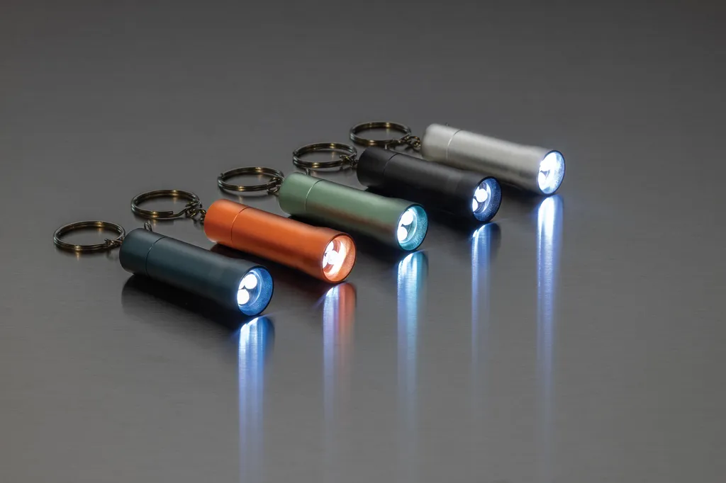 Flash Schlüsselanhänger-Taschenlampe aus RCS rec. Aluminium, grün – Bild 5
