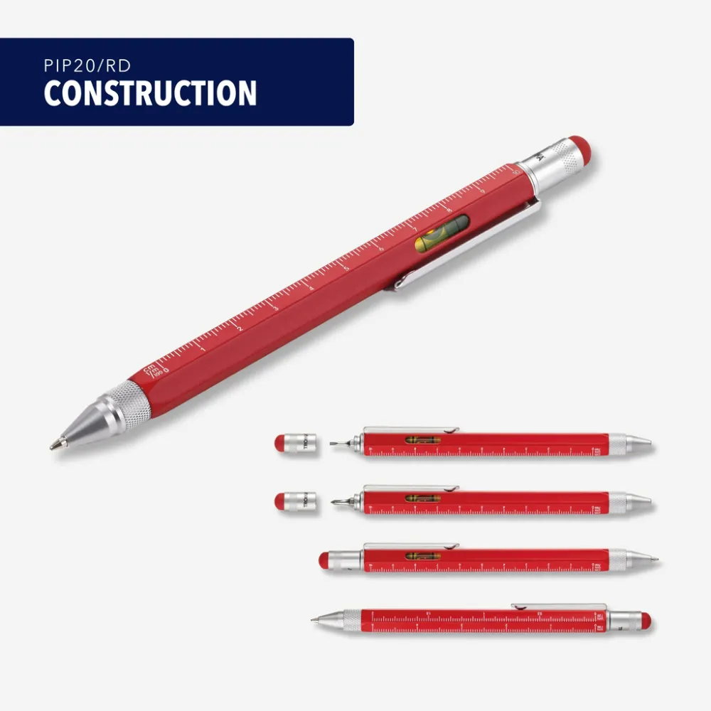 Multitasking-Kugelschreiber CONSTRUCTION rot/silberfarben, rot/silberfarben – Bild 9