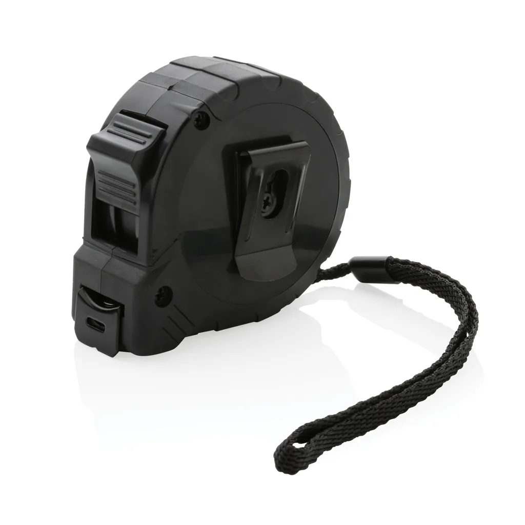 5m/19mm Maßband mit Stop-Taste aus RCS recycelt. Kunststoff, schwarz – Bild 2