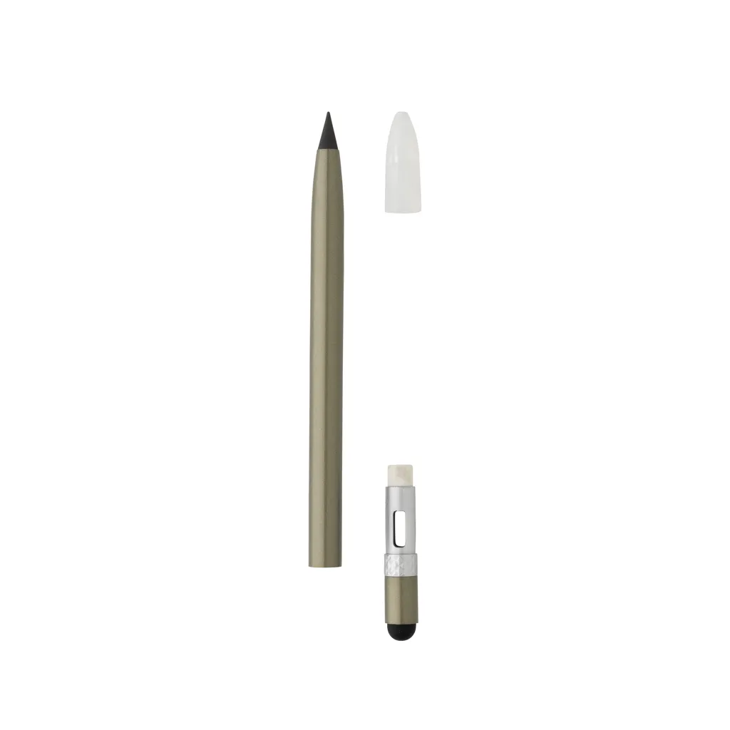 Tintenloser Stift aus Aluminium mit Radiergummi, grün – Bild 3