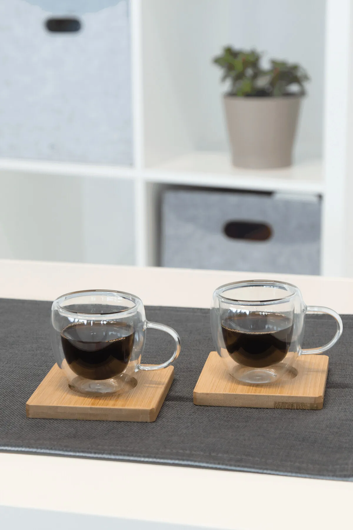 BAMBOO DUO - Glastassen-Set braun, transparent, braun, transparent – Bild 10