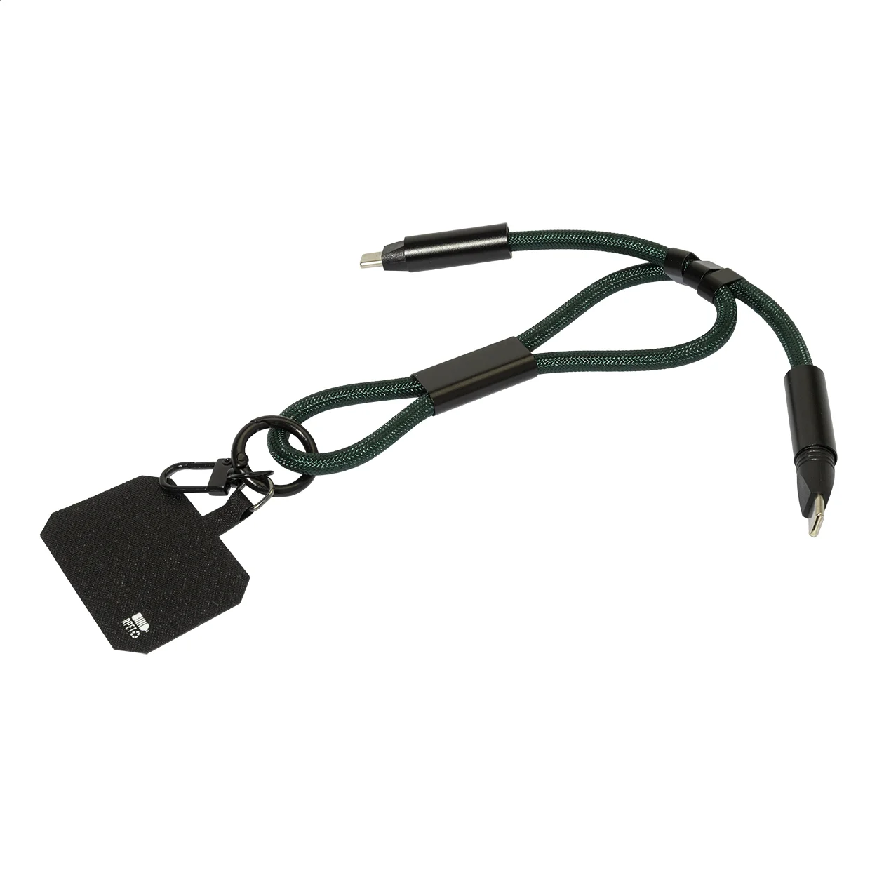 60W Handgelenkband mit Lade- und Datenkabel aus RPET CuffCharge, dunkelgrün – Bild 3