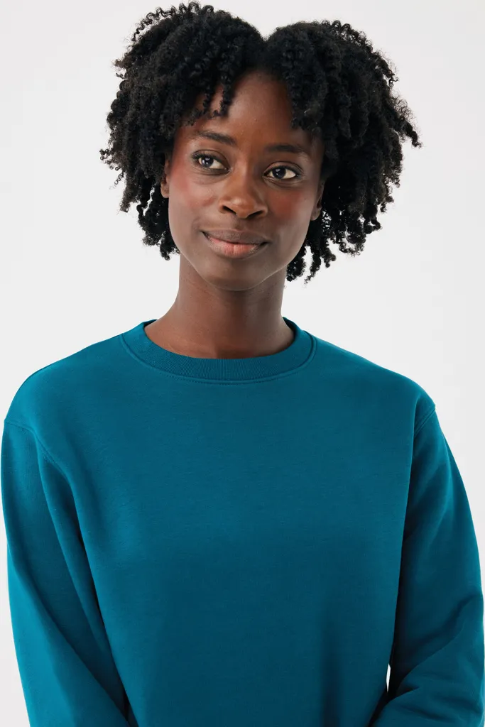 IQONIQ Torla Rundhals-Pullover aus recycelter Baumwolle, dark teal – Bild 8