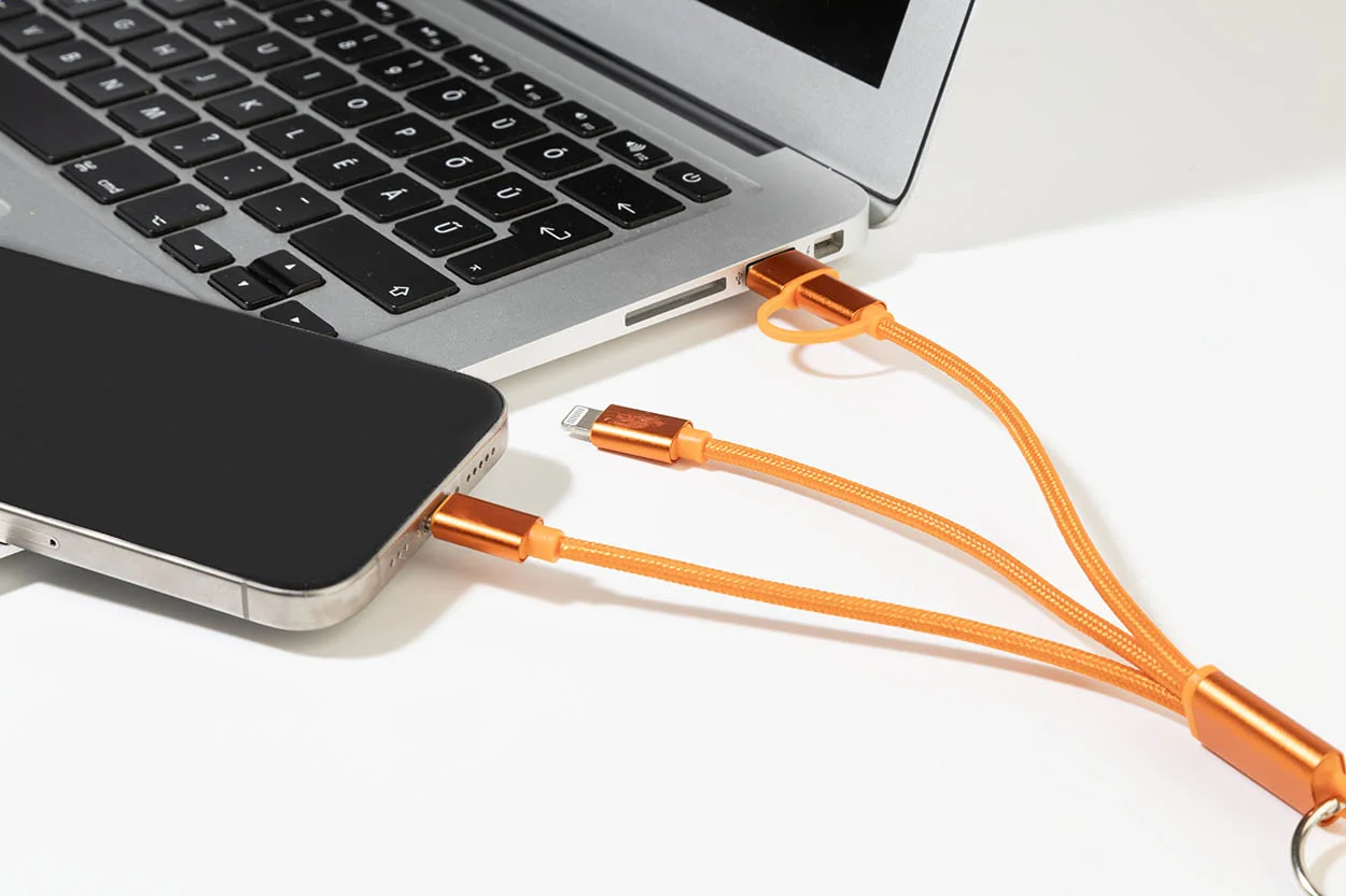 USB-Ladekabel Rafob mit Schlüsselanhänger, orange – Bild 3
