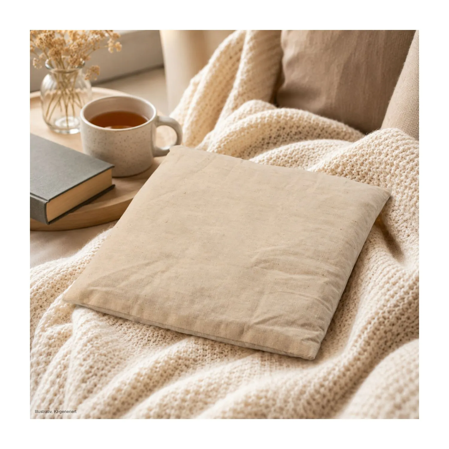 Kirschkernkissen Standard - 21 x 21 x 2,5 cm, beige – Bild 2