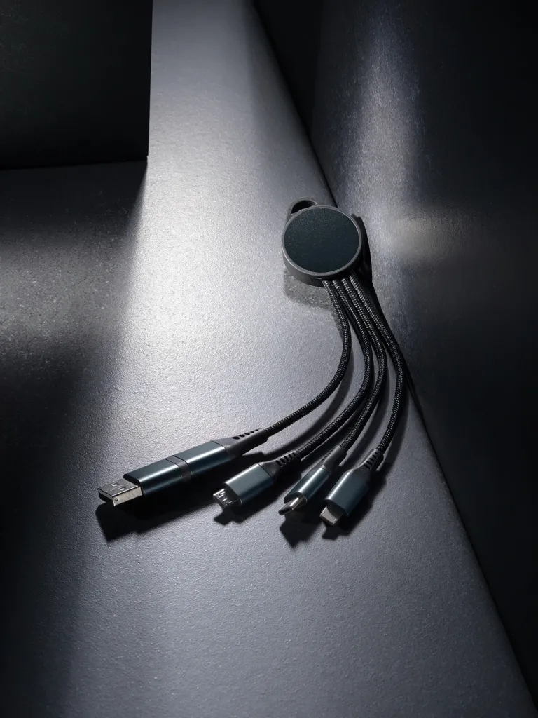 Terra 6-in-1-Ladekabel aus RCS recyceltem Aluminium, grau – Bild 4