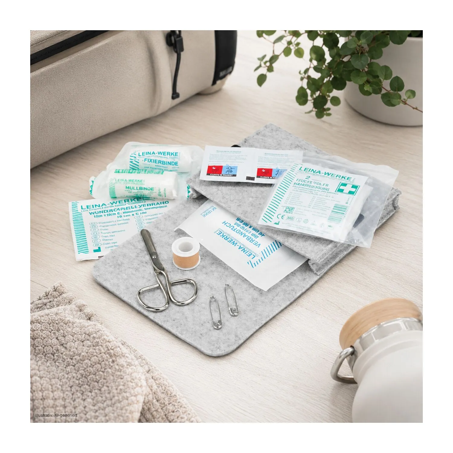 First Aid Kit in grauer Filztasche - Erste Hilfe Set, 12-teilig, deutsche Markenware, grau – Bild 7