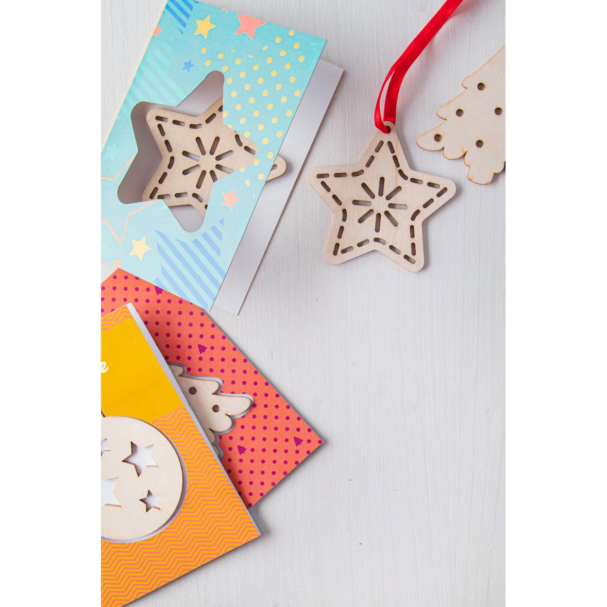 Weihnachtskarte TreeCard, Stern, natur – Bild 6