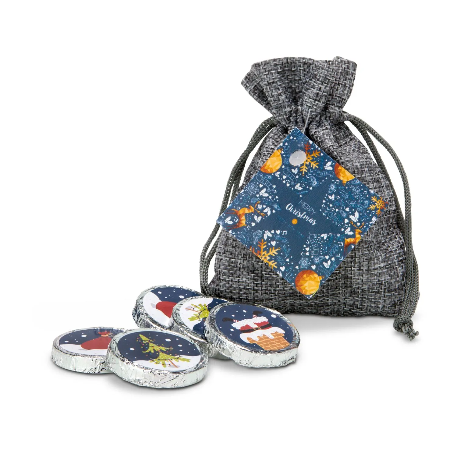 Geschenkset / Präsenteset: Weihnachts-Schokotaler, grau – Bild 2